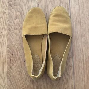 Mustard Yellow Suede Slip Ons